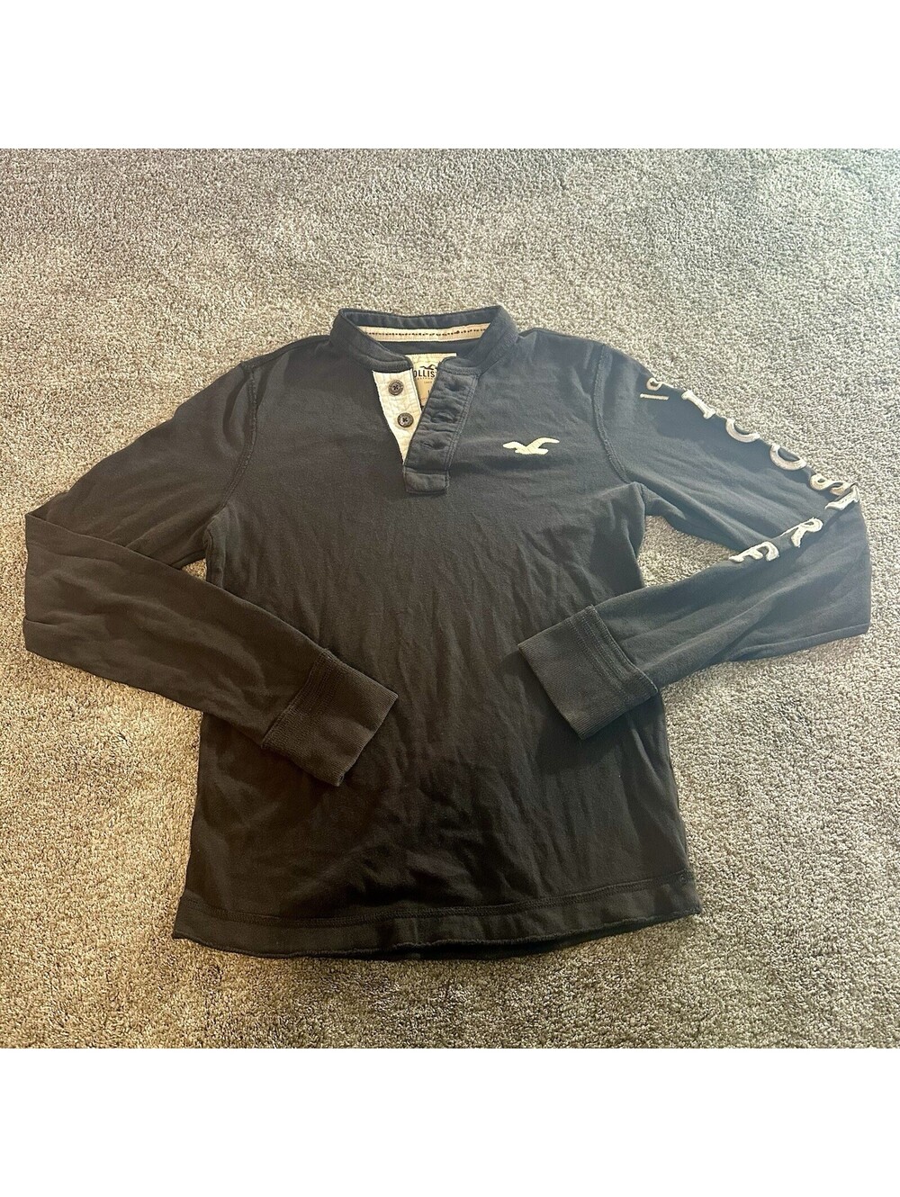 Vintage Hollister Men's Henley Shirt Long Sleeve Pullover Cotton Size Large Y2K